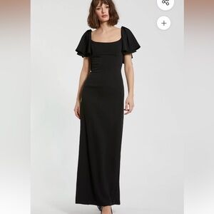 Tony Square Neckline Floor-length Dress by Mac Duggal Flutter sleeve NWT